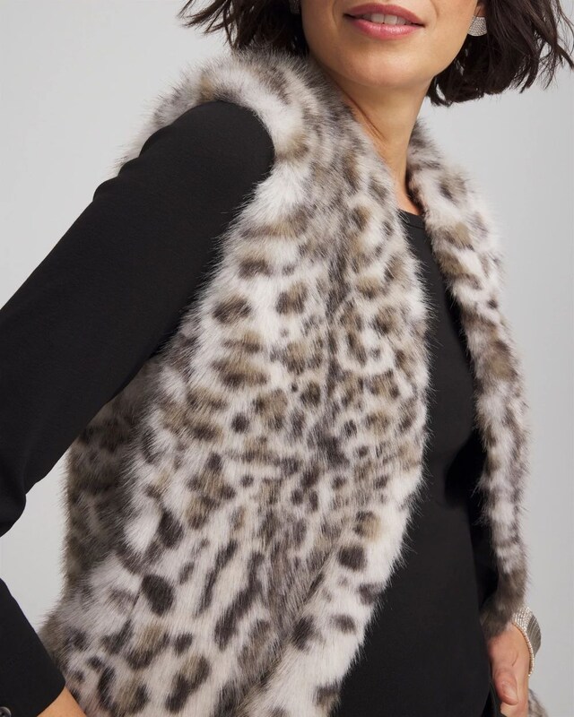 Snow Leopard Faux Fur Vest - image 2